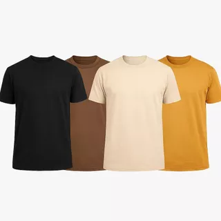 KIT 4 Camiseta Malha Peruana Cotton Algodão 40.1 Conforto & Durabilidade Com elastano