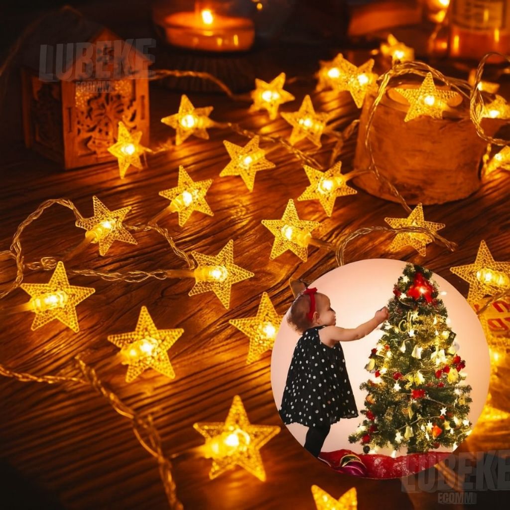Pisca Pisca Estrela Led 2 Metros 8 Estrelas Decoração De Natal Pilha AA ...