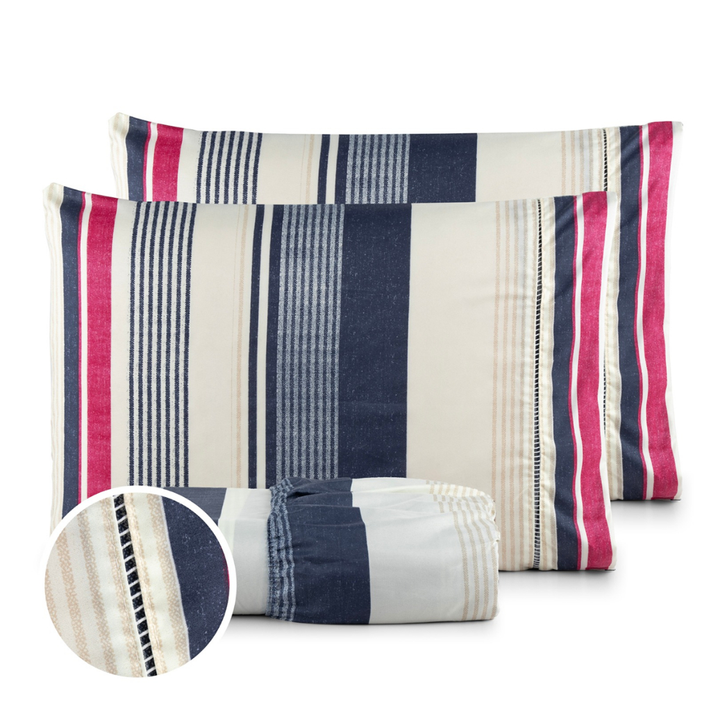 Jogo De Lençol 3 Peças Casal Queen Percal 400 Fios Ponto Palito Acetinado Peletizado