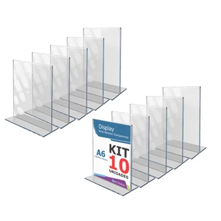Display T Acrílico A6 10x15cm – Suportes Verticais para Cardápio, Foto e Avisos