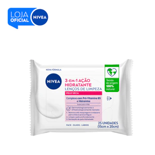 NIVEA Lenços de Limpeza Facial Ação Hidratante 3 em 1 25 un.