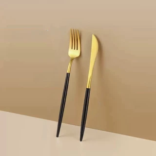 Talheres Dourado de Aço Inox Garfo Colher Faca Colher De Mesa em Oferta na Shopee