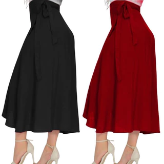 Saia Envelope Longa Transpassada De Amarrar Moda Blogueira