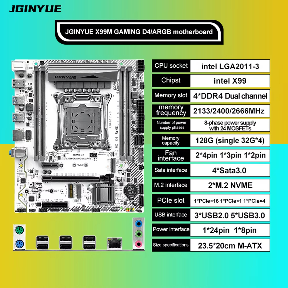 KIT Gamer x99 D4 ARGB + xeon 2680V4 + Chip TPM 2.0 + Cooler Wovibo