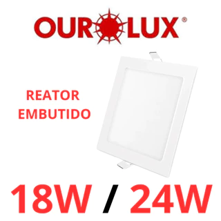 Painel Luminária Plafon 18W / 24W Led 6500k Sobrepor / Embutir Quadrado Branco Frio Ourolux