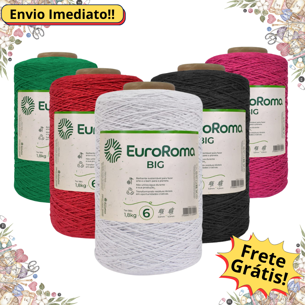 Barbante Euroroma 6 Big cone 1.8kg fio euroroma 6 barbante para croche ...