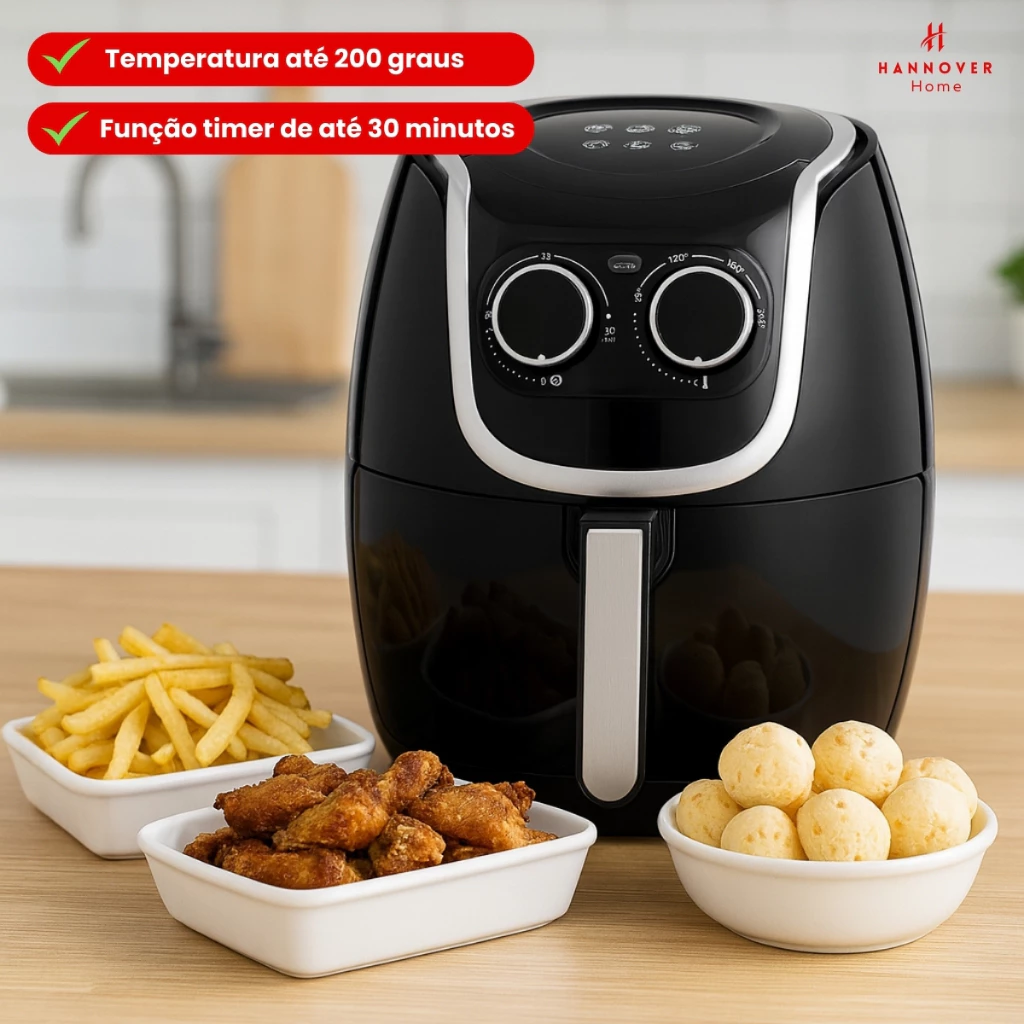 Air Fryer Fritadeira Ar Quente Sem Óleo Grande 6 Litros 127v 220v