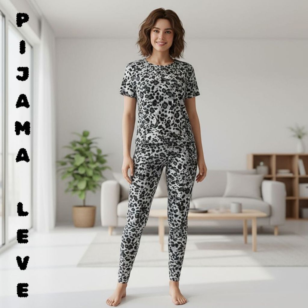 Pijama Feminino Manga Curta Calça Fresquinho Confortável Liganete Macio em Oferta na Shopee