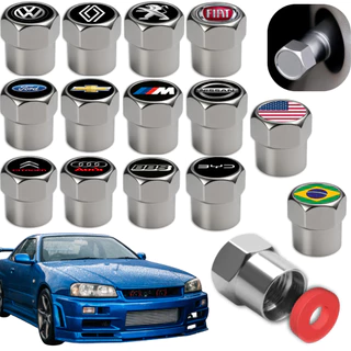 4 Tampas De Valvula Bico Pneu Metal Acessório Automotivo Universal Metal Carro em Oferta na Shopee