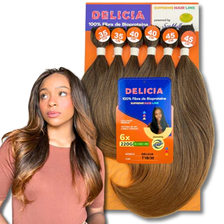 Aplique Cabelo Tela Liso Bioproteína Delicia Ser Mulher 45cm