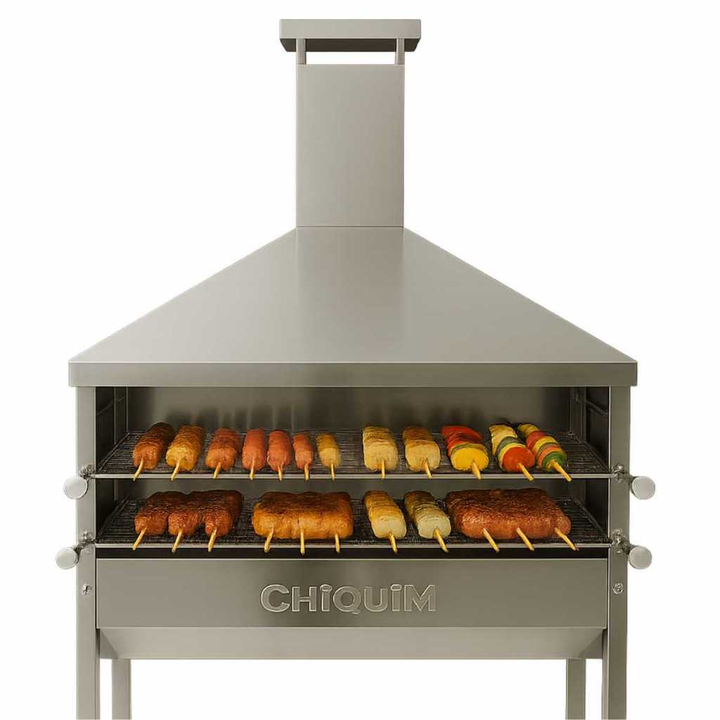 Churrasqueira Profissional Inox Para Espetinho Grande Com 1 Metro Tres ...