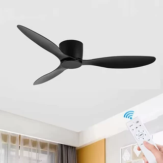 Ventilador de Teto 42”Preto Industrial 60W 6 Velocidades Controle Remoto Kit1/2 (106,7cm) Silencioso