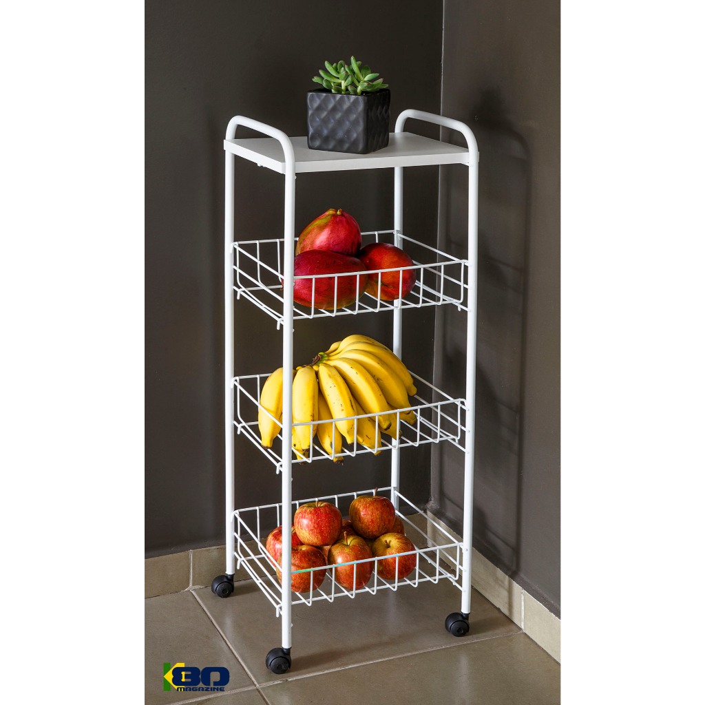 Fruteira Em Aço Organizador Multiuso Para Cozinha Compacta