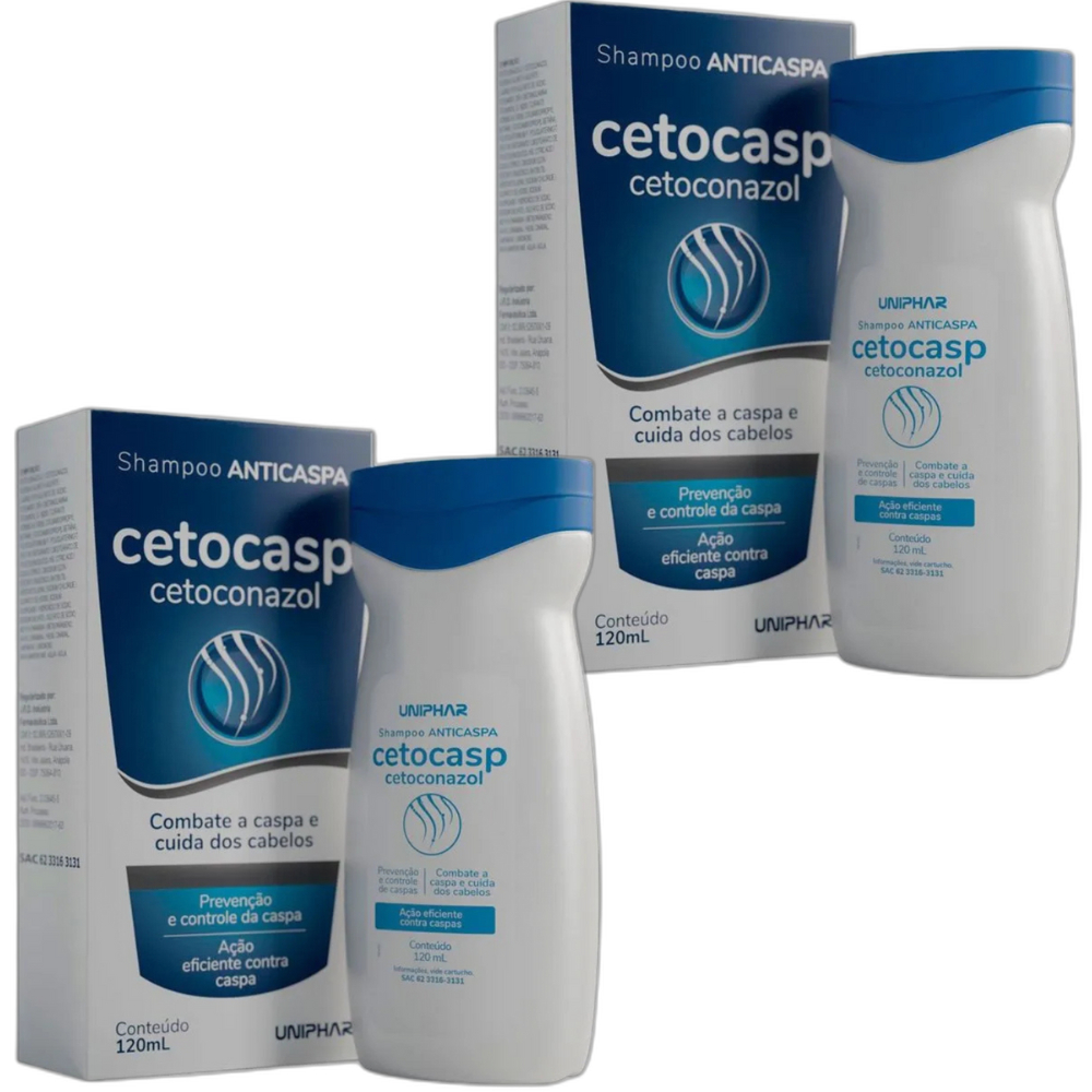 Shampoo Cetocasp Cetoconazol Uniphar 120ml - 2 unidades | Shopee Brasil