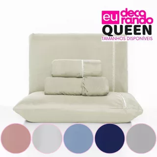 Jogo de Lençol 4 Peças Com Elástico Micropercal Acetinado Queen Ponto Palito 400 Fios em Oferta na Shopee