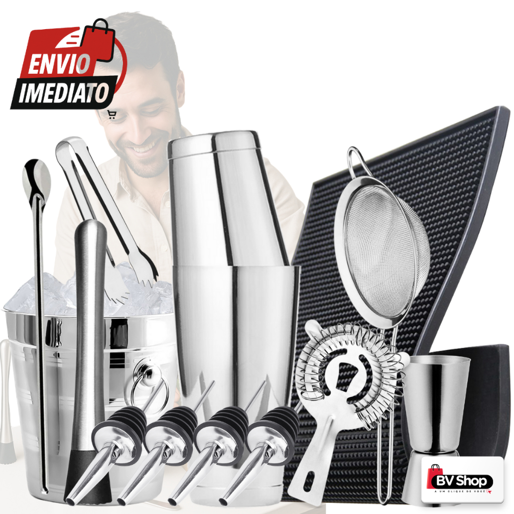 Kit Bar Completo 13 Peças em Inox – Premium e Elegante | Envio Imediato