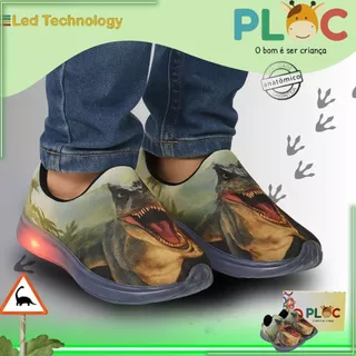 Tênis Led Tecnology Cores Ploc Pisou Piscou Personagens - Dino Menino em Oferta na Shopee