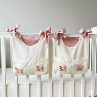 Porta Fraldas Para Varão ou Berço De Amarrar Tema Borboletas rose rosa lilas em Oferta na Shopee