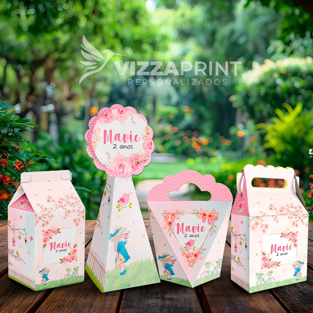 Kit 20 Caixinhas Personalizadas Jardim Encantado ( 5 de cada ) Festa ...
