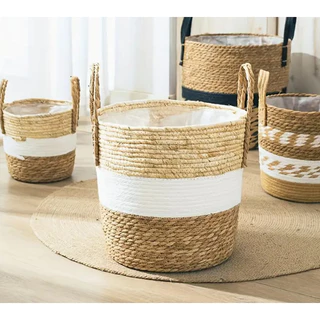 Cestos Palha Rattan Cachepot Vime Boho Decoração Rustico Varios Tamanhos Plastificado em Oferta na Shopee