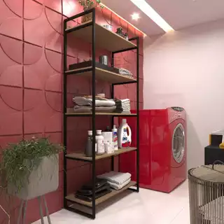 Prateleira Rack Estante Industrial Multiuso de 5 Andares para Quarto ou Sala - Estrutura em Metalon