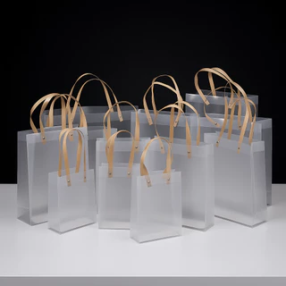 Kit 12 Sacolas de Plástico Transparente Fosco para presentes decoração lembrancinha