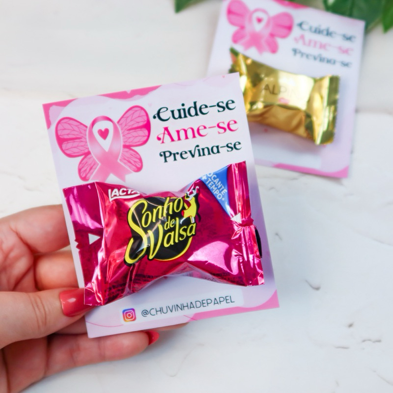 25/50 Cards para bombom - outubro rosa - lembrancinha - tag | Shopee Brasil