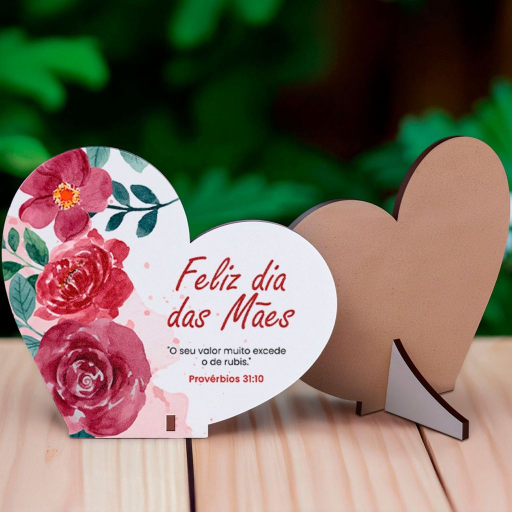 Lembrancinha Formato Coração Feliz Dia Das Mães Flor Provérbios Mdf em Oferta na Shopee