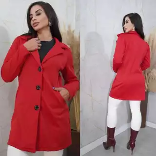 Casaco Sobretudo Femenino Elegante Moletom Poliéster Inverno Frio Com Bolsos e Botões M G GG
