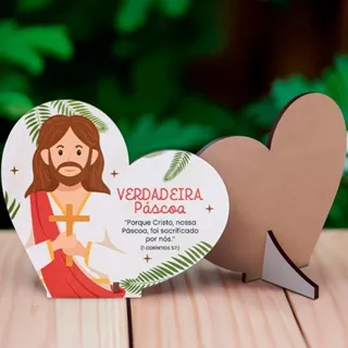 Lembrancinha Especial Feliz Páscoa Verdadeira Páscoa Formato Coração Mdf em Oferta na Shopee