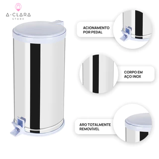 Lixeira Inox com Pedal 20L Ideal para Cozinha, Banheiro e Escritório Cesto de Lixo 20L