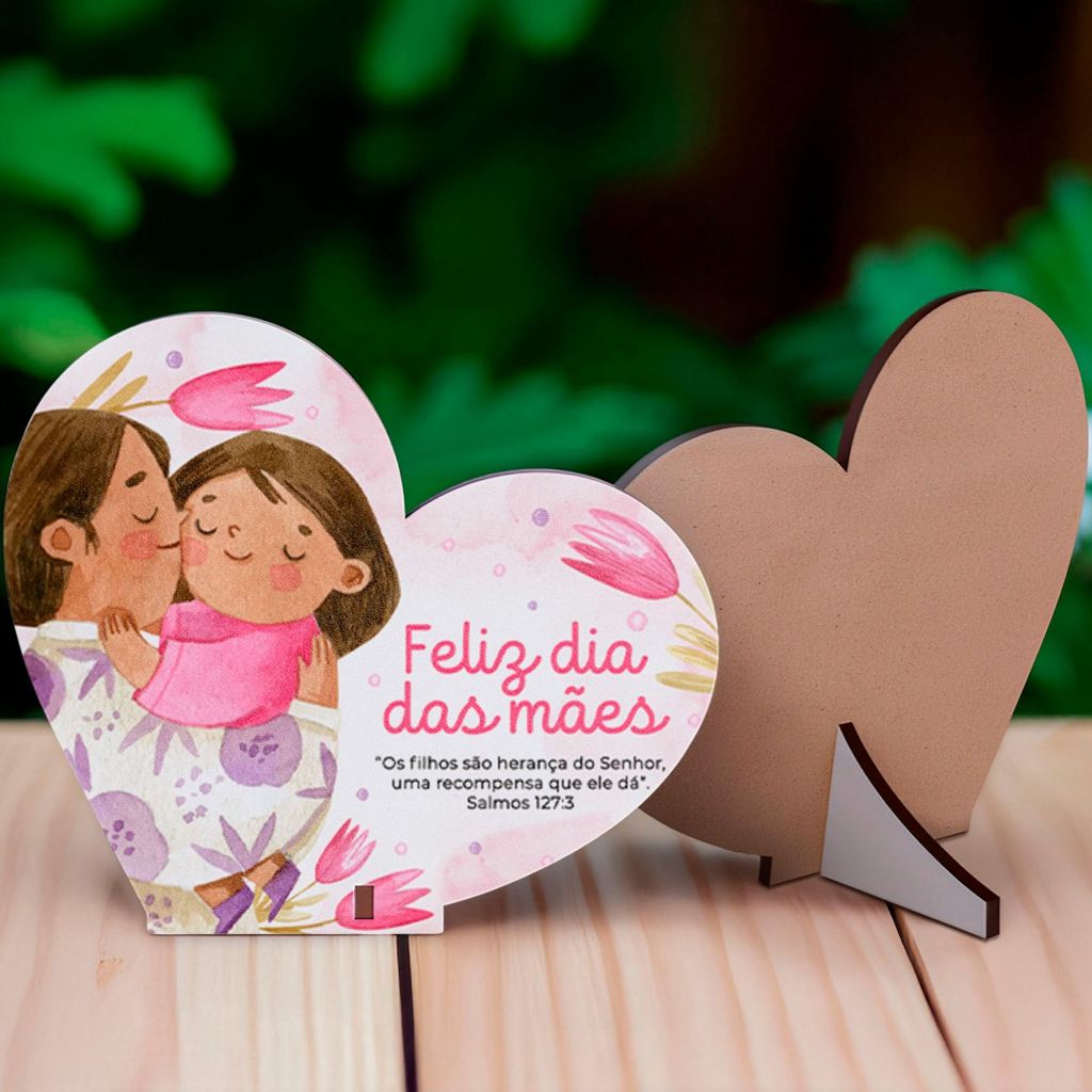 Lembrancinha Formato Coração Feliz Dia Das Mães Salmos 127:3 Mdf em Oferta na Shopee