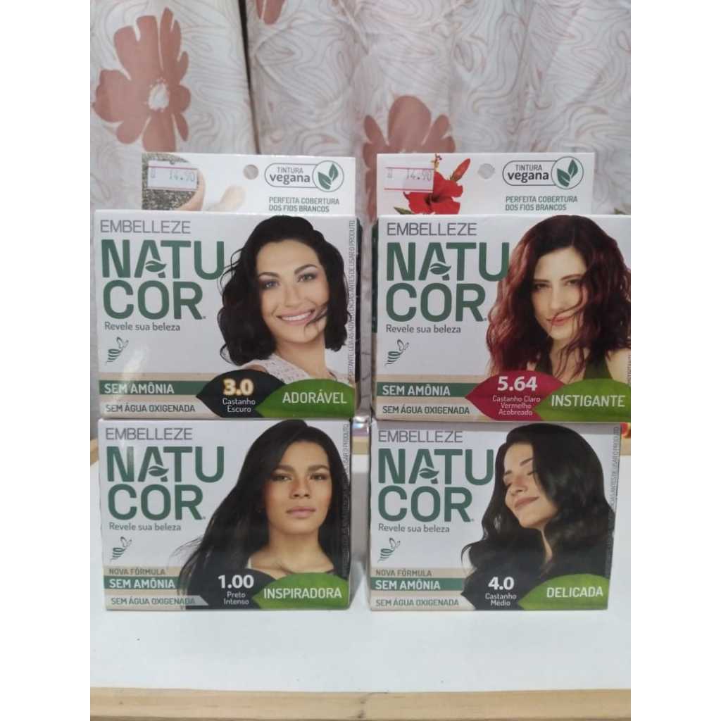 NATUCOR, sem amonia e sem chumbo, tintura vegana perfeita cobertura dos ...
