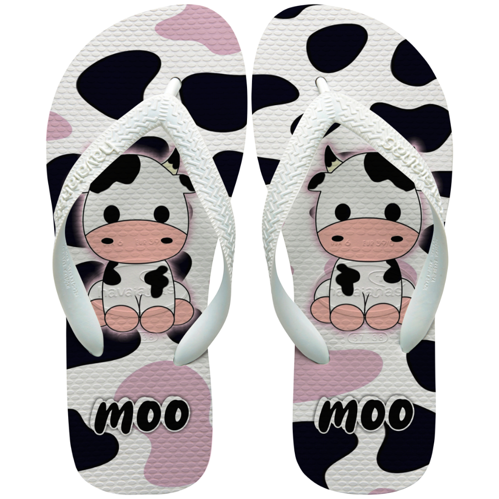 Vaca Vaquinha Moo Chinelo Havaianas Personalizado Adulto e Infantil ...
