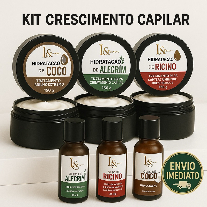 Kit Crescimento Capilar Creme 150g + Oleo 60ml L&beauty Profissional ...