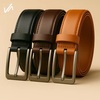 Kit 3 Cintos Masculinos 120cm – Preto Café Caramelo • Social Casual Jeans • Couro Sintético Resistente Ajustável