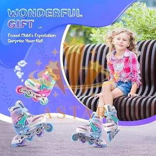 Patins Roller Inline 4 Rodas Roxo sereia Ajustável Patins Com Kit Proteção Presente Dia Dos Criancas em Oferta na Shopee