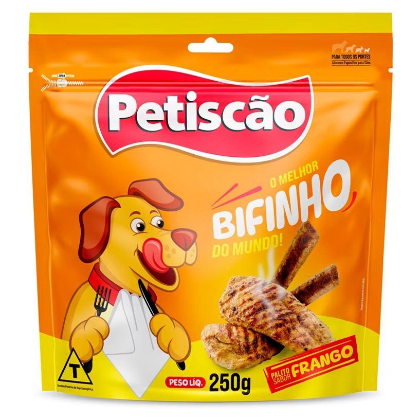 Petisco Bifinho Palito de Frango Mastigável 250g Petiscão em Oferta na Shopee