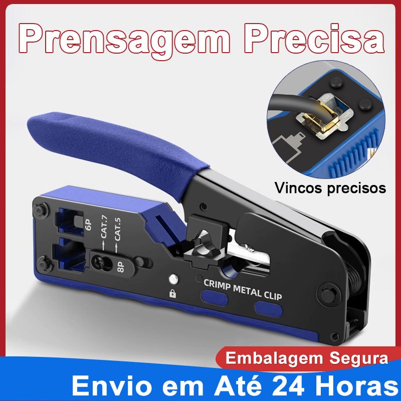 Alicate De Crimpar Rj45 Vazado e Normal Vazado Cat5 Cat6 Cat7 6P 8P ...