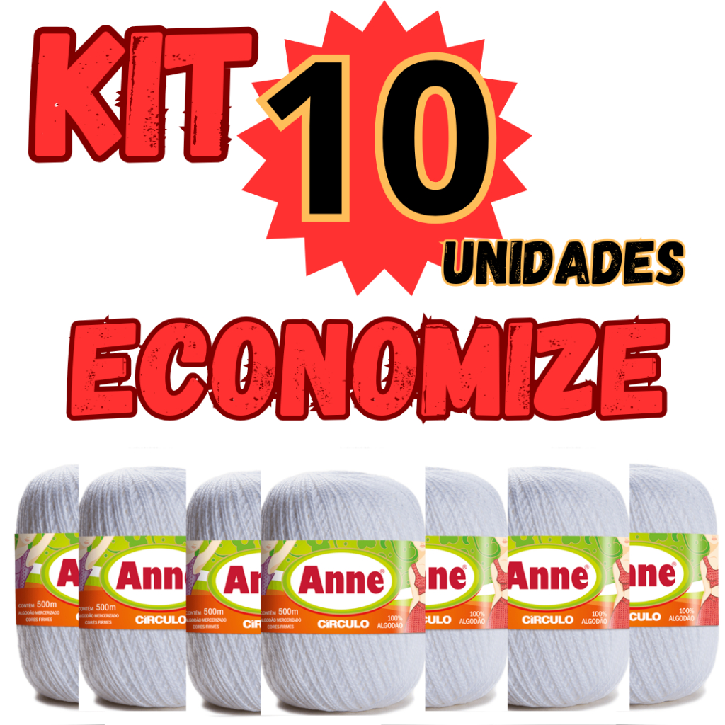KIT COM 10 UNIDADES DE LINHA ANNE 500 CIRCULO BRANCA - LINHA DE CROCHE ...