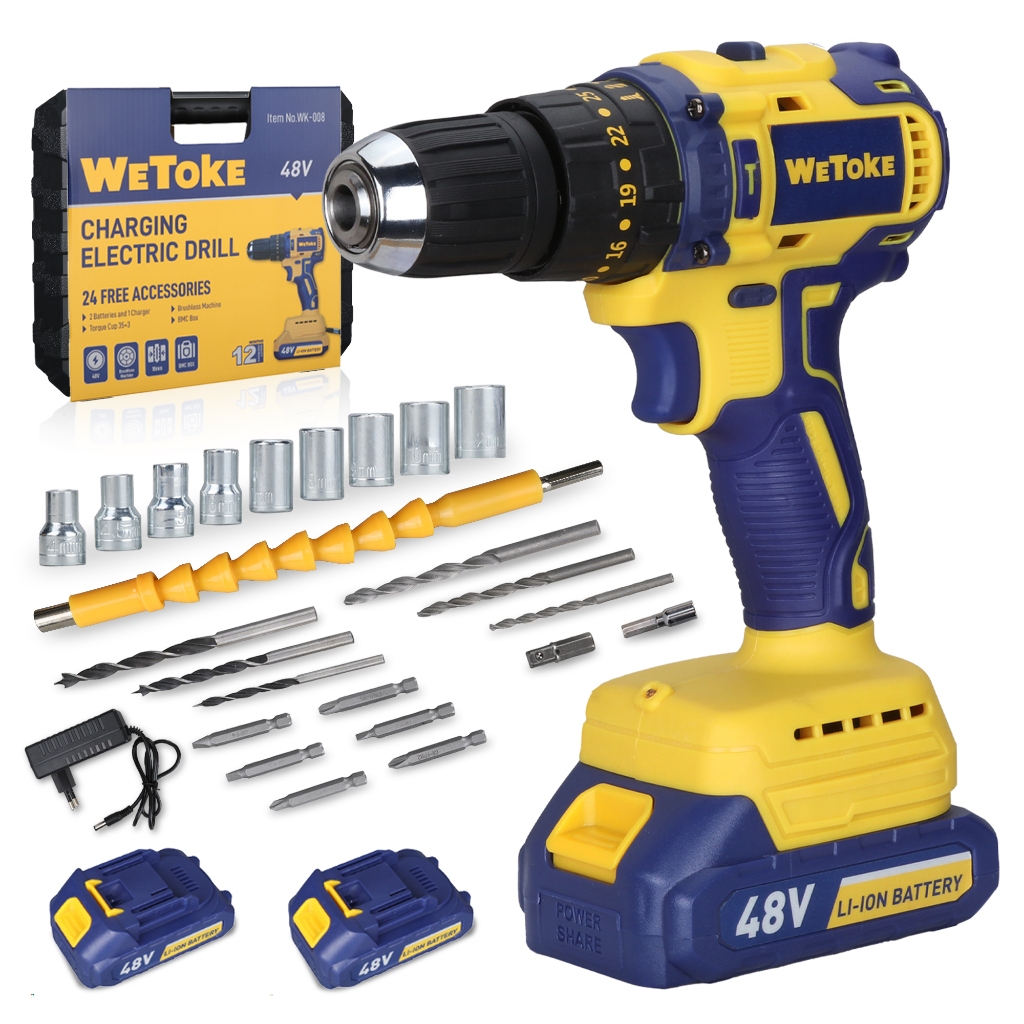 Furadeira Parafusadeira 48v 350nm Brushless 2 Bateria Maleta