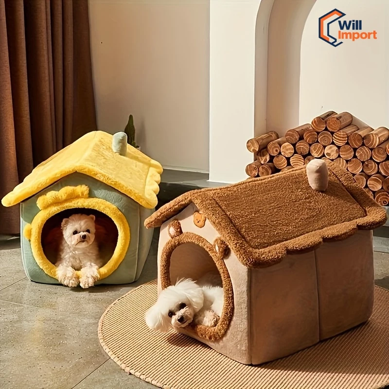 Casinha para Pets - Quentinha e Peludinha – Desmontável para Executar a Limpeza (Lavável)
