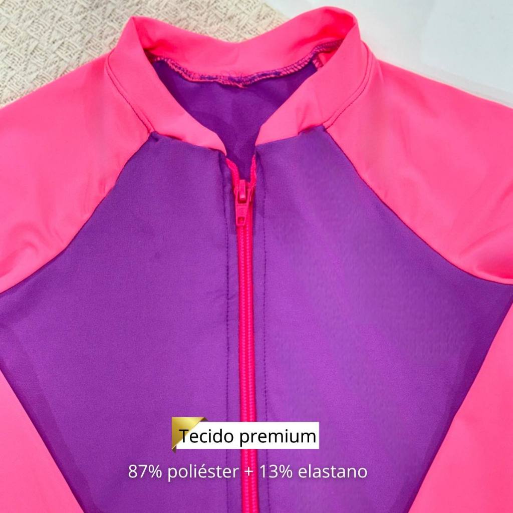 mai ♡ Maiô com Zíper Manga Longa Colorful Proteção Solar Uv Praia