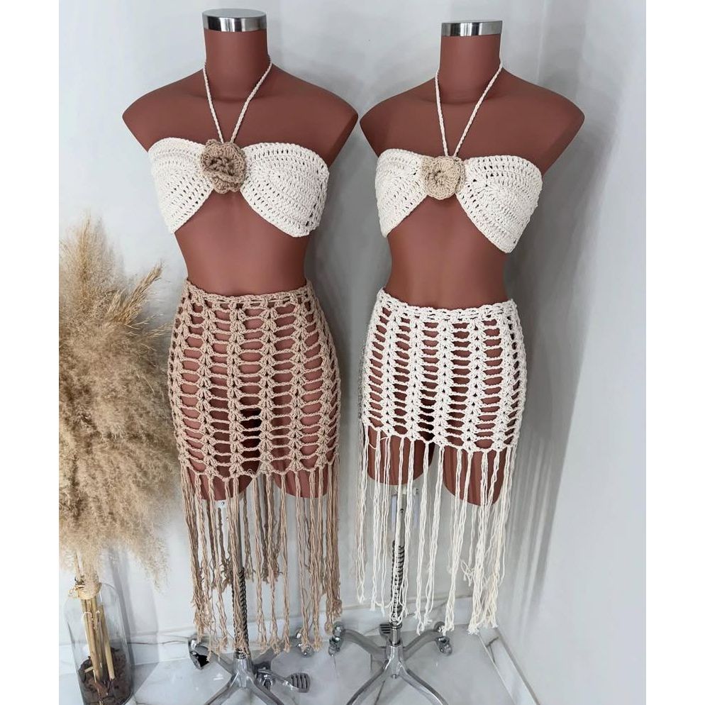 Saída de Praia em Crochê Artesanal, Saía Feminina Franja Longa ...