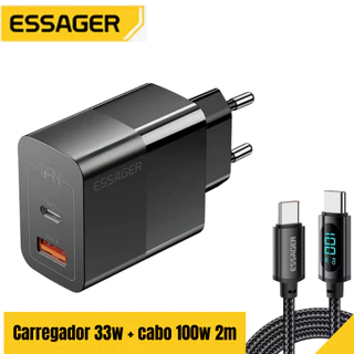 Kit Carregador Essager 33w + Cabo Tipo C 100W 2M Turbo
