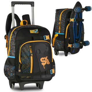 Mochila de Rodinhas Infantil Menino Skate Board com Compartimento Para Skate Clio