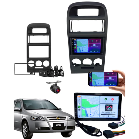 Central Multimídia Astra Ar Analógico CarPlay Sem Fio com Câmera de Ré 7 Polegadas