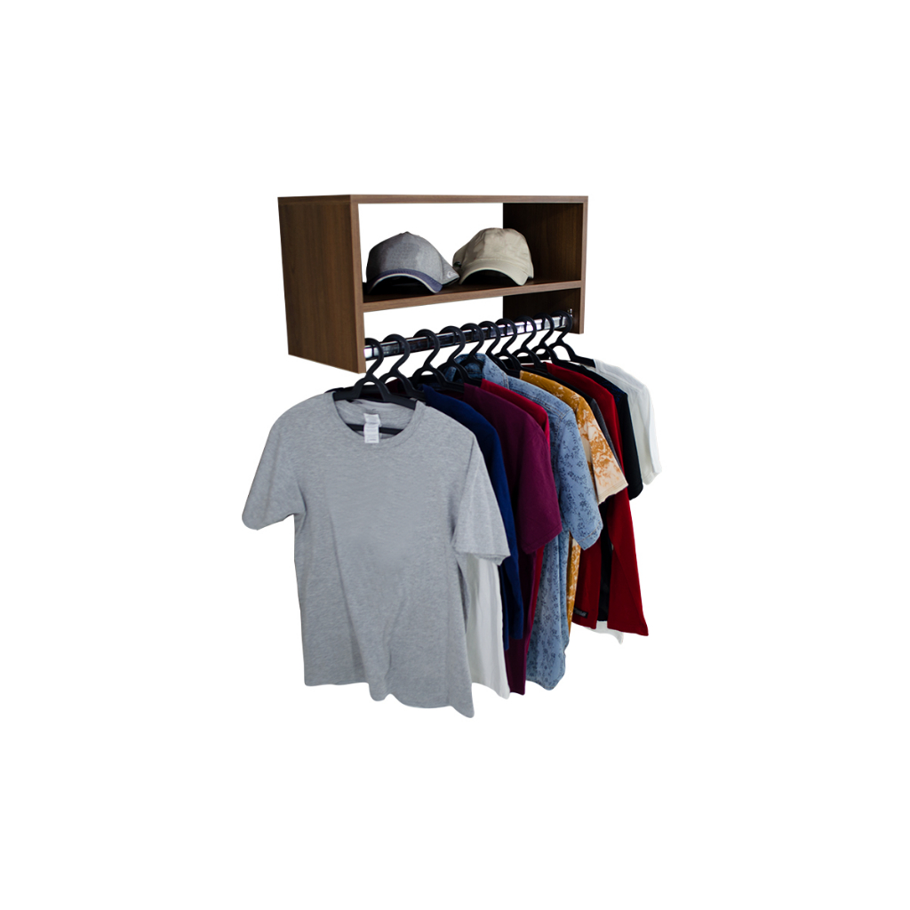 Roupeiro Organizador Suspenso Arara Cabideiro Closet Com Nicho 80cm
