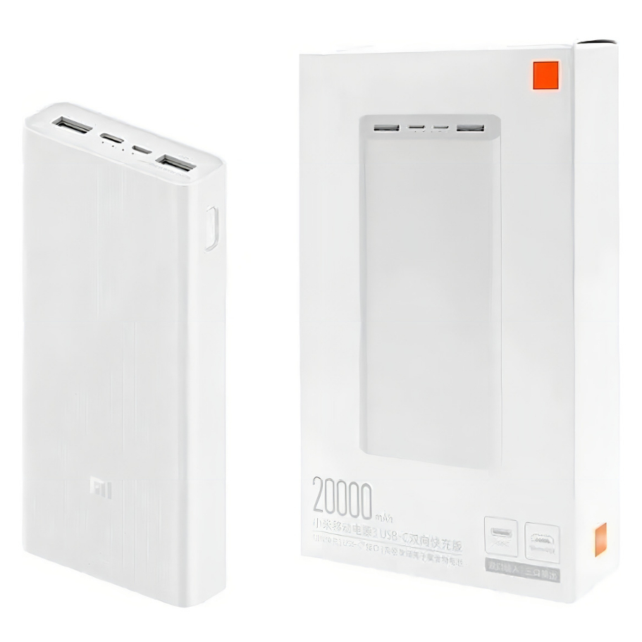 Power Bank 3 Redmi Bateria Carregamento Rápido De Celular 20000mah Branco