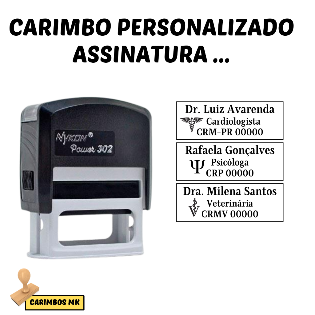 Carimbo personalizado assinatura profissão | Shopee Brasil